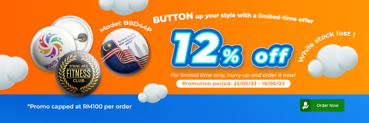 12% OFF for button badge model!