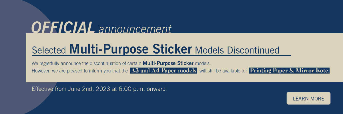 Selected Models of Multi-Purpose Sticker Discontinued