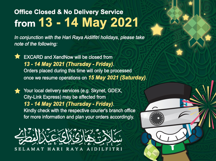 Office Closed & No Delivery Service on Hari Raya Aidilfitri