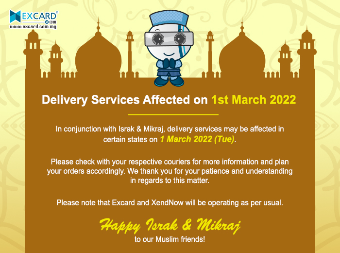 Delivery Service Affected on Israk and Mikraj