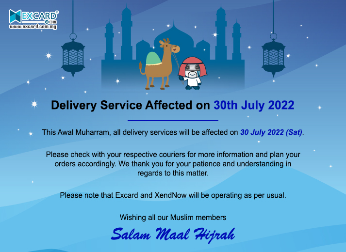 Delivery Service Affected on Awal Muharram