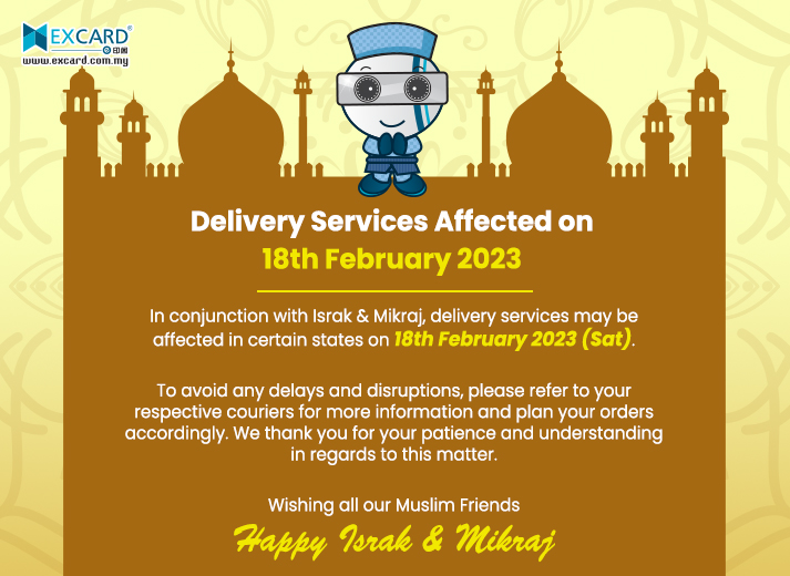 Delivery Service Affected on Israk & Mikraj