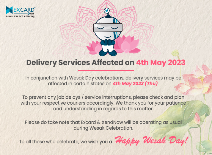 Delivery Service Affected on Wesak Day