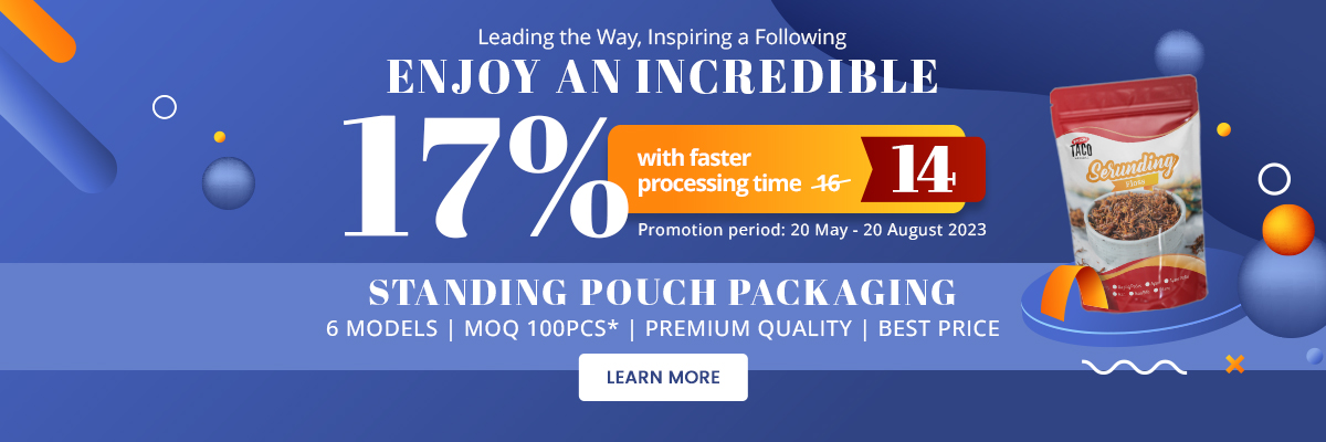 Enjoy 17% Off with faster process day for Standing Pouch Packaging!