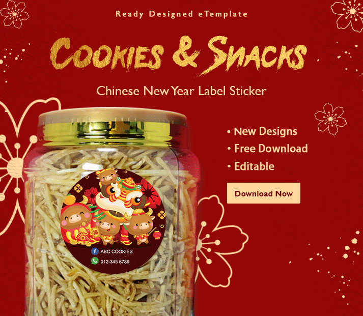 CNY Cookies & Snacks Ready Designed eTemplate for Label Sticker