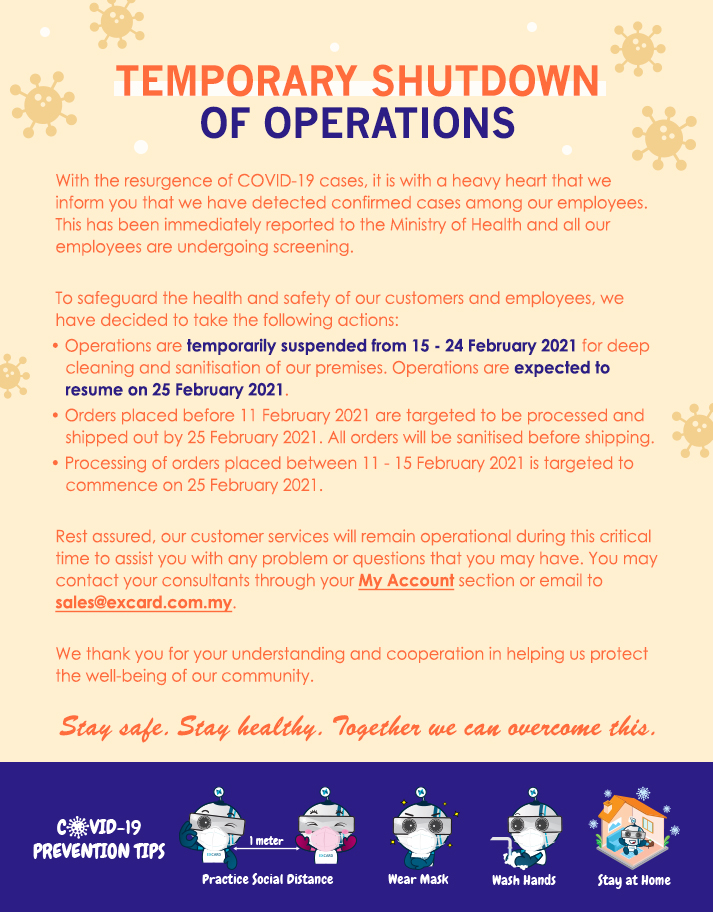 Temporary Shutdown of Operations (15/02 - 24/02)