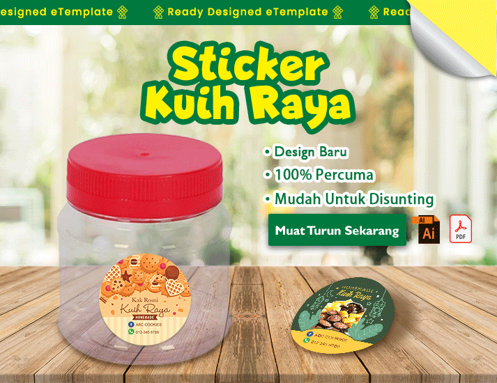 New Hari Raya Ready Designed eTemplate for Label Sticker