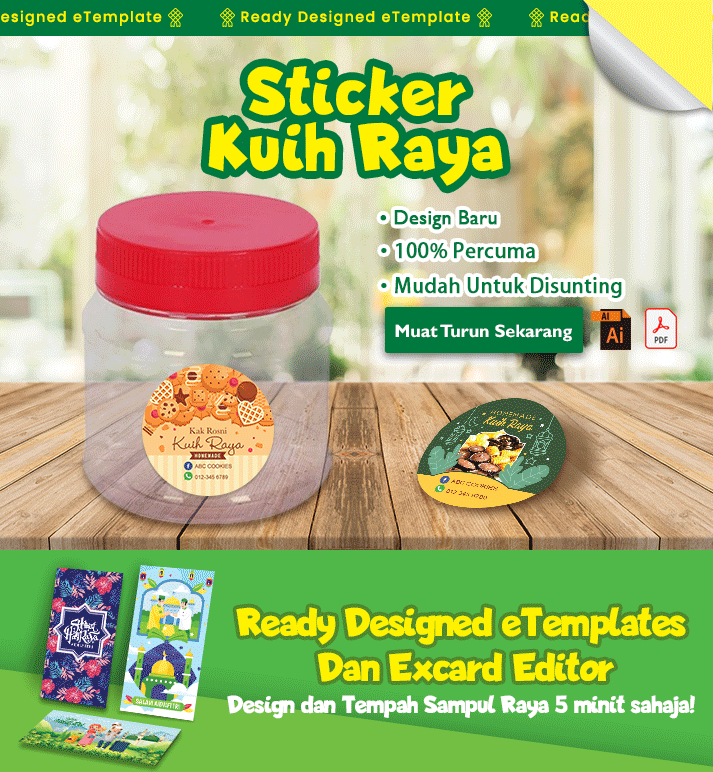 New Hari Raya Ready Designed eTemplate for Label Sticker