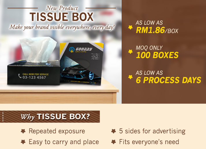 NEW IN: Boost brand awareness and visibility with custom printed Tissue Box