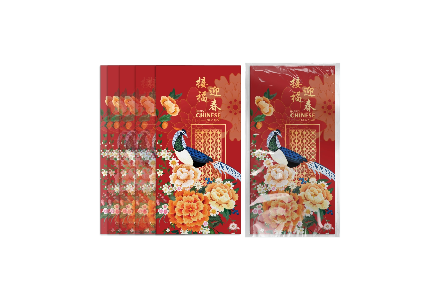 Five piece premium raya packet bundle in high-quality plastic packing.