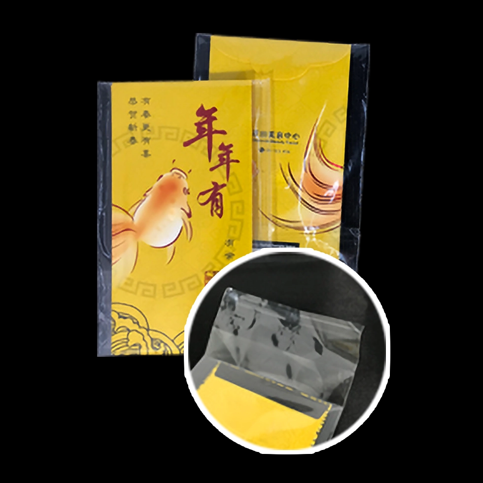 Premium raya packets in clear premium plastic packaging for professional presentation