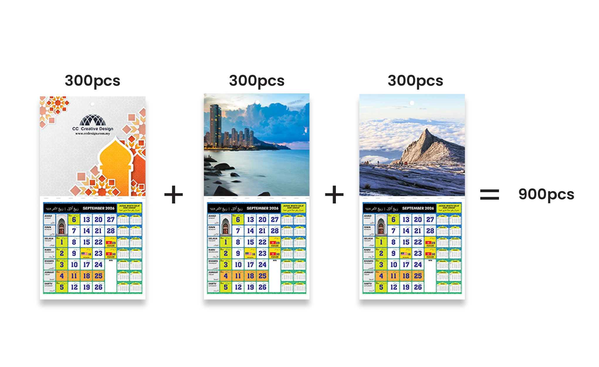 Custom product printing in multiple designs and quantities.