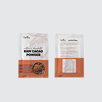 A three side sealed packaging with cocoa powder design.