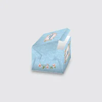 A rectangle gift box with floral design in blue.