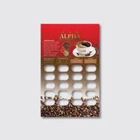 A sachet board (Papan Kopi) advertises instant coffee drink in red, black and white.
