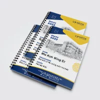 Three wire-o notebooks with hard cover in variable data printing.