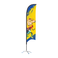 A running event bow flag with blue and yellow color.