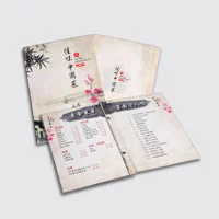 A hard cover menu with cover and content in chinese style.