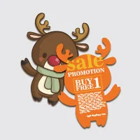 A business card with deer cartoon shape show sales promotion.