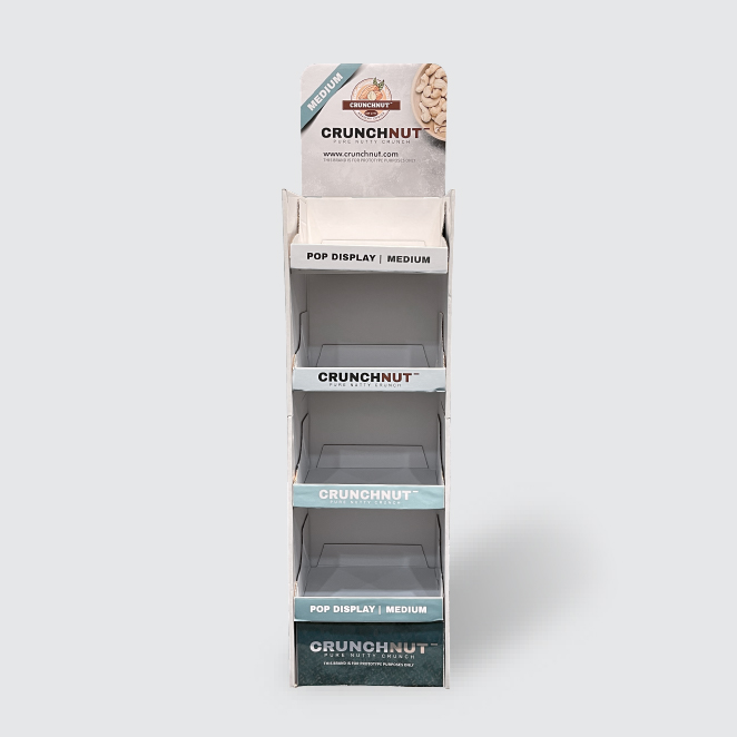 A medium size foldable pop display for crunchnut company display.