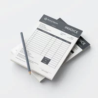 A bill book in pad form show the menu order in black, grey and white.
