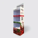 A medium size POP display with red and white themed healthy cherry juice.