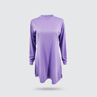 Muslimah long-sleeve shirt with DTF printed design on the front.