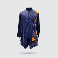 Modest corporate Muslimah shirt with long sleeves, extended length, and comfortable fit, designed for professional and modest workwear.