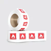 Two roll form stickers with the square fire stickers in red and white.