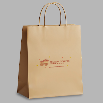 A brown kraft paper bag model BKPH03