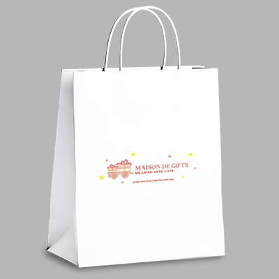 A white kraft paper bag model WKPH03