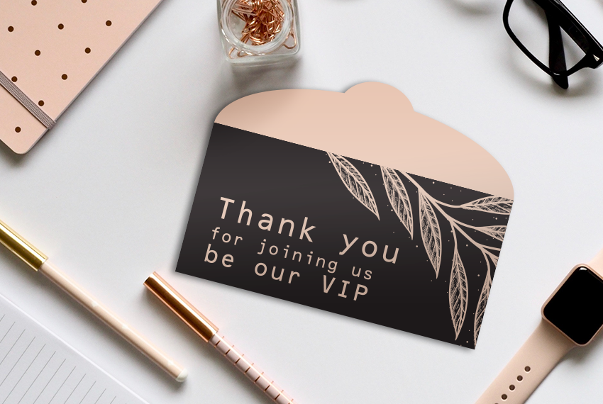 A black and gold money packet featuring the words “Thank you for joining us be our VIP”.